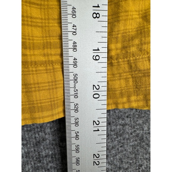 Sonoma Women's Sz L Mustard Yellow Plaid Button Front Short Flutter Sleeve Top - Picture 10 of 11